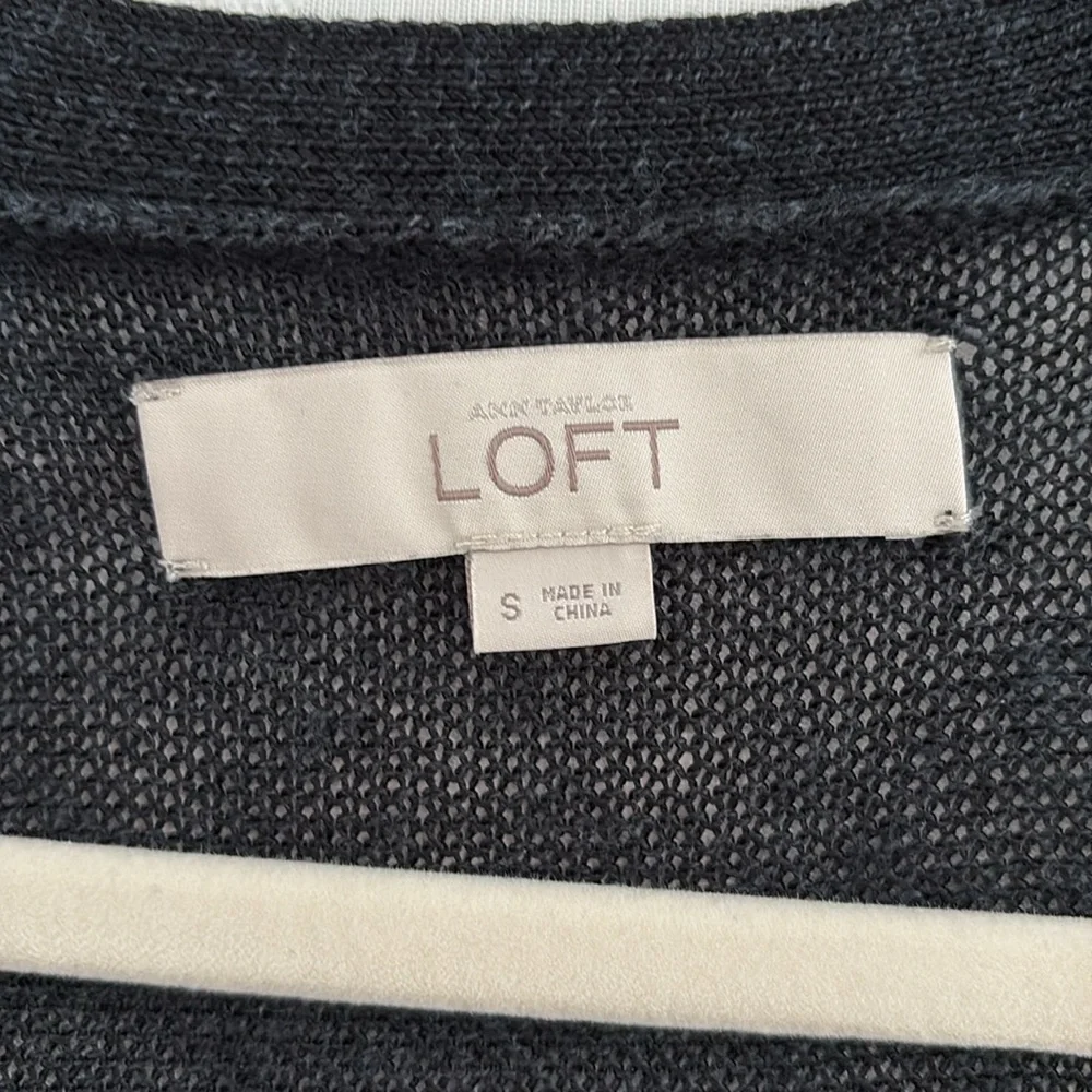 LOFT Black Open-Front Long sleeve Ribbed Cardigan Sweater. Size Small